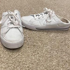 Backless Nike white shoes